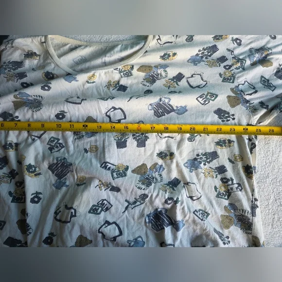 Teddy Bear Patterned White and Blue Two-Piece Set Pajamas Medium - Picture 11 of 13